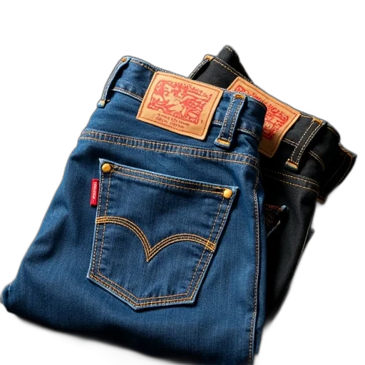 jacket, 3d render, pair, blue, jeans, red, levi, logo transparent PNG cut-out