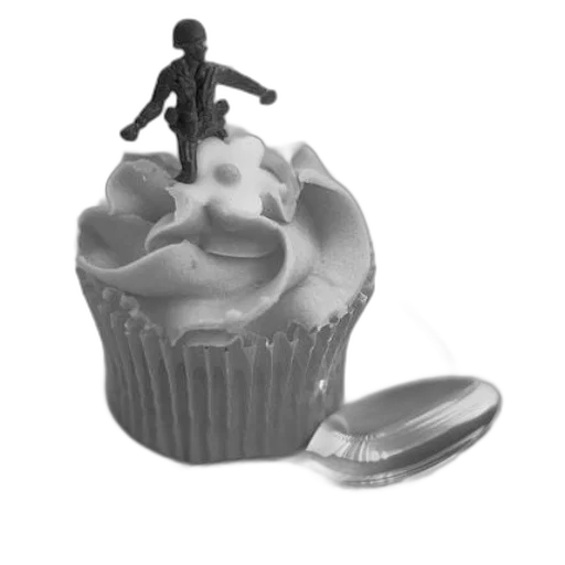 food, 3d render, photorealistic, black, white, photo, cupcake, toy transparent PNG cut-out