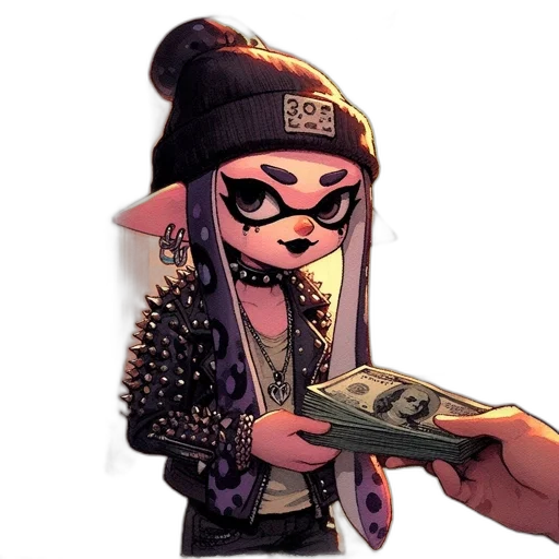 weapon, jacket, hat, mask, concept art, cyberpunk, cartoon, vaporwave transparent PNG cut-out