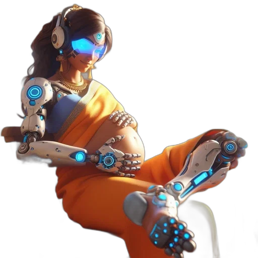robot, staff, weapon, jewelry, concept art, cyberpunk, 3d render, pixel art transparent PNG cut-out