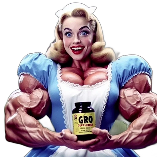 food, weapon, comic book art, cartoon, photorealistic, woman, dressed, vintage transparent PNG cut-out
