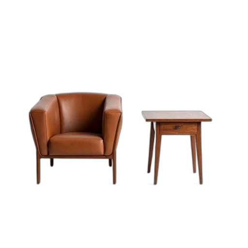 furniture, 3d render, earth tones, modern, brown, leather, chair, simple transparent PNG cut-out