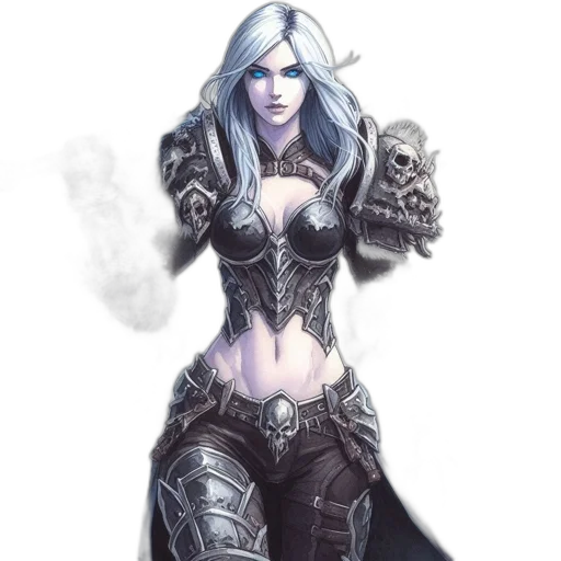 fantasy art, concept art, comic book art, pixel art, dark, monochrome, regal, figure transparent PNG cut-out