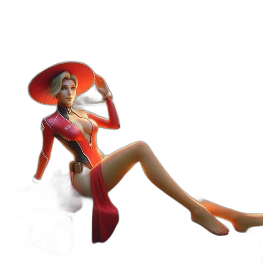 dress, hat, staff, umbrella, 3d render, concept art, photorealistic, fantasy art transparent PNG cut-out