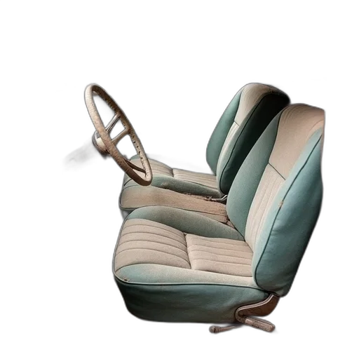 furniture, car, 3d render, photorealistic, earth tones, vintage, worn-out, interior transparent PNG cut-out