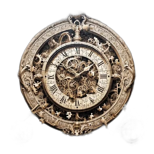 jewelry, photorealistic, steampunk-themed, jigsaw, puzzle, reveals, elaborate, clock transparent PNG cut-out