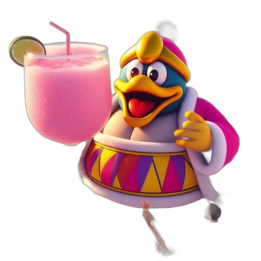 food, animal, 3d render, concept art, vaporwave, animated, duck-like, figure transparent PNG cut-out