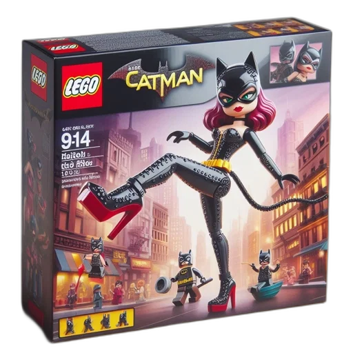 concept art, comic book art, lego, batman, box, showcases, dynamic, catwoman transparent PNG cut-out