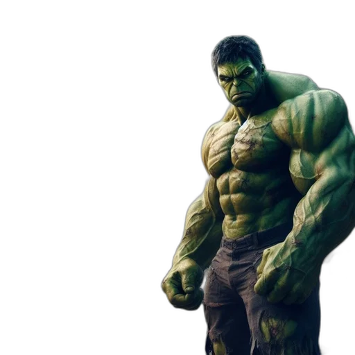 concept art, 3d render, comic book art, photorealistic, green, muscular, green-skinned, figure transparent PNG cut-out