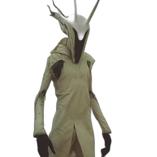 mask, creature, staff, robot, concept art, 3d render, fantasy art, earth tones transparent PNG cut-out