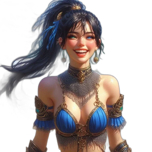 jewelry, fantasy art, concept art, 3d render, photorealistic, blue, woman, blue-feathered transparent PNG cut-out