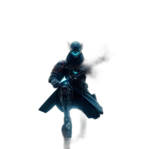 sword, weapon, mask, jacket, concept art, cyberpunk, pixel art, fantasy art transparent PNG cut-out