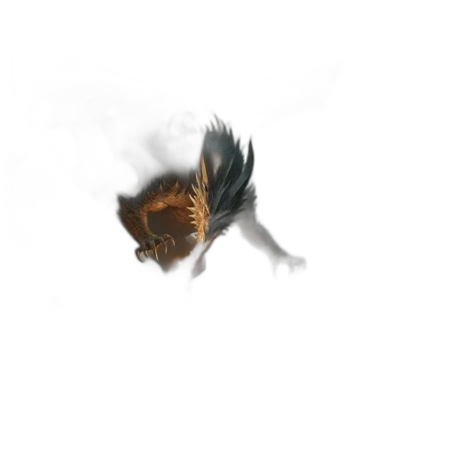 dragon, animal, creature, hair, photorealistic, 3d render, concept art, fantasy art transparent PNG cut-out