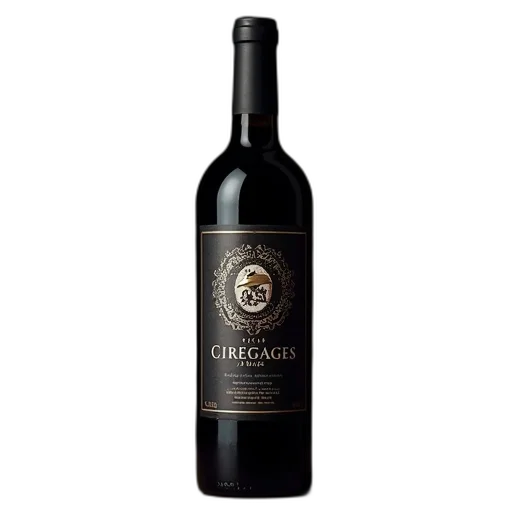 bottle, red, wine, dark, label, featuring, decorative, design transparent PNG cut-out