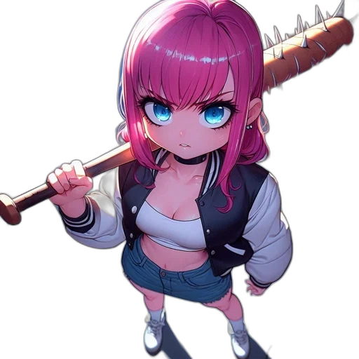 weapon, staff, sword, jacket, anime, pixel art, cyberpunk, concept art transparent PNG cut-out