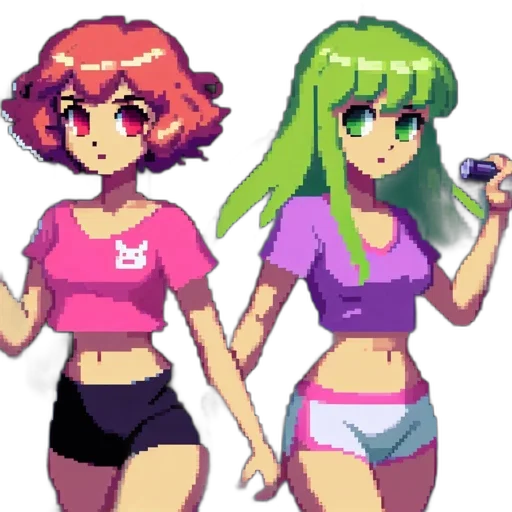 pixel art, vaporwave, concept art, anime, neon lights, neon, green, colorful transparent PNG cut-out