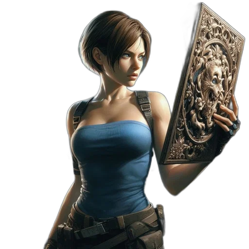 weapon, concept art, fantasy art, photorealistic, 3d render, woman, reads, candlelight transparent PNG cut-out
