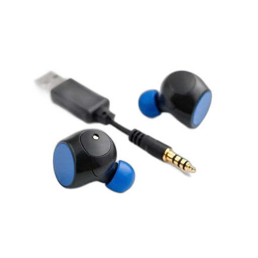 jewelry, pair, black, blue, wireless, earbuds, charging, cable transparent PNG cut-out