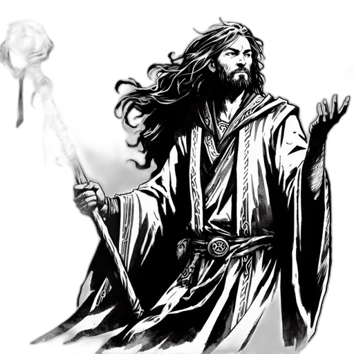 sword, staff, weapon, concept art, fantasy art, pencil sketch, comic book art, fog transparent PNG cut-out