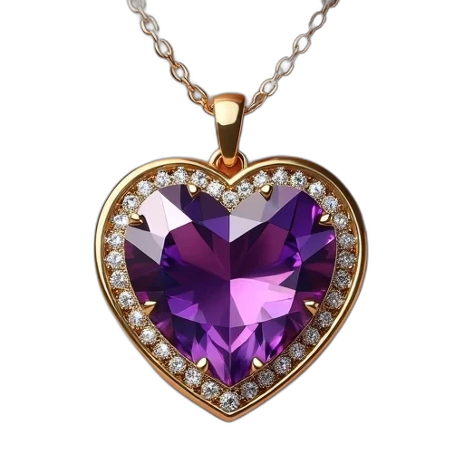 jewelry, crown, gold, necklace, large, heart-shaped, pendant, featuring transparent PNG cut-out