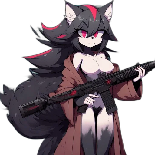 weapon, staff, animal, pixel art, anime, concept art, cyberpunk, anthropomorphic transparent PNG cut-out
