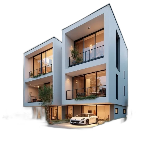 building, 3d render, photorealistic, concept art, city street, bedroom, apartment, plans transparent PNG cut-out