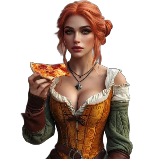 food, dress, face, fantasy art, concept art, photorealistic, pixel art, fire transparent PNG cut-out