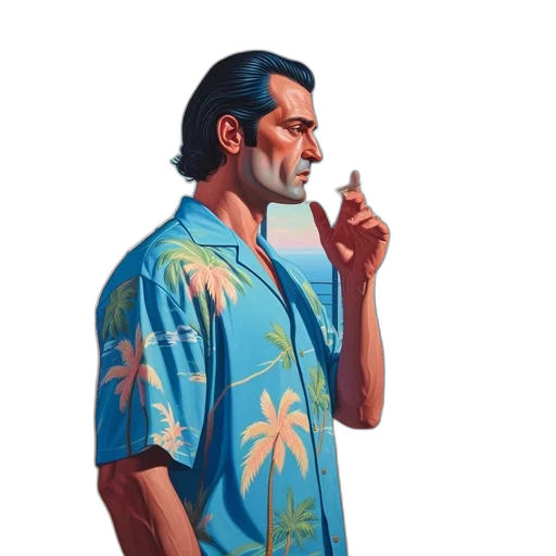 jacket, face, umbrella, staff, vaporwave, photorealistic, concept art, comic book art transparent PNG cut-out