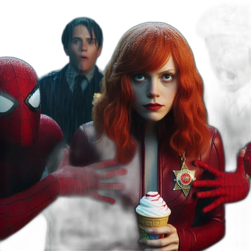 comic book art, concept art, fire, neon lights, four, individuals, including, man transparent PNG cut-out