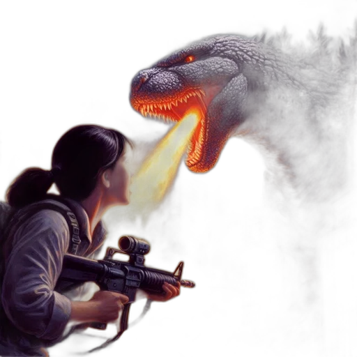 dragon, weapon, creature, concept art, fantasy art, photorealistic, 3d render, fire transparent PNG cut-out