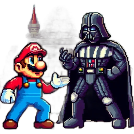 pixel art, concept art, comic book art, 3d render, fire, dark, monochrome, mario transparent PNG cut-out