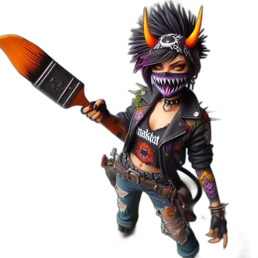 weapon, staff, creature, mask, concept art, 3d render, cyberpunk, fantasy art transparent PNG cut-out