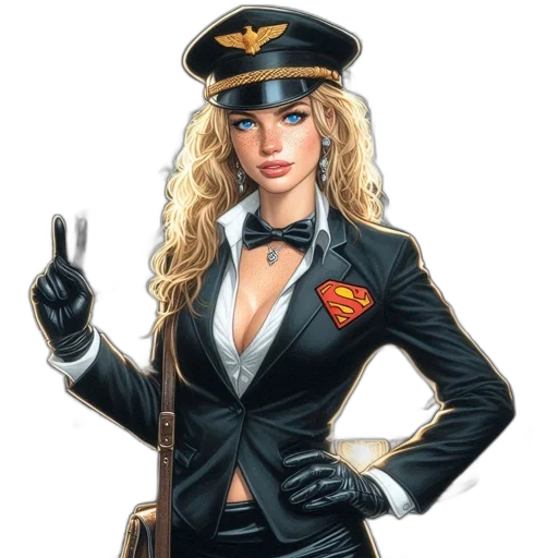 staff, comic book art, cartoon, fantasy art, concept art, woman, black, suit transparent PNG cut-out