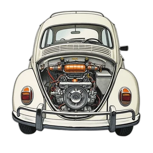 car, photorealistic, thesampussedbus, 1971, beetle, engine, wiring, diagram transparent PNG cut-out