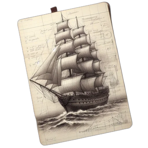 pencil sketch, photorealistic, concept art, watercolor, fog, detailed, sketch, sailing transparent PNG cut-out