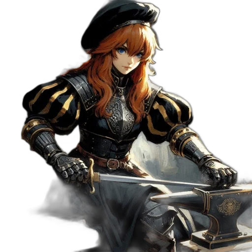 sword, weapon, crown, dress, fantasy art, concept art, comic book art, anime transparent PNG cut-out