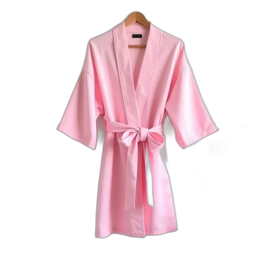 jacket, dress, pink, satin, robe, matching, sash, displayed transparent PNG cut-out