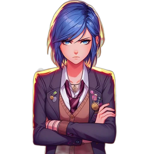 staff, face, jacket, weapon, anime, pixel art, cartoon, concept art transparent PNG cut-out