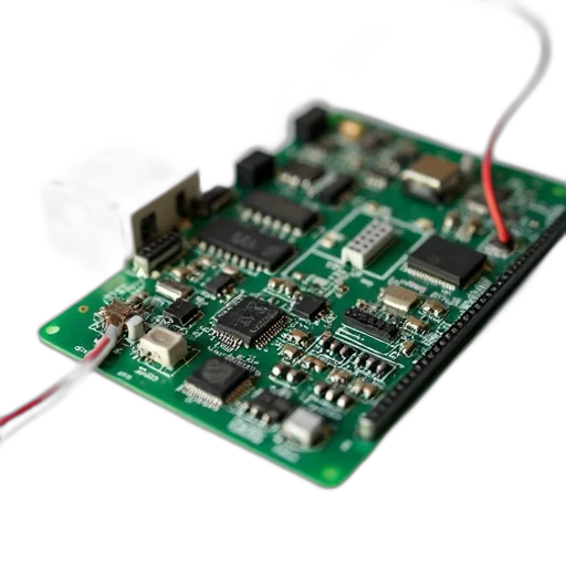 close-up, image, circuit, board, various, electronic, components, wires transparent PNG cut-out