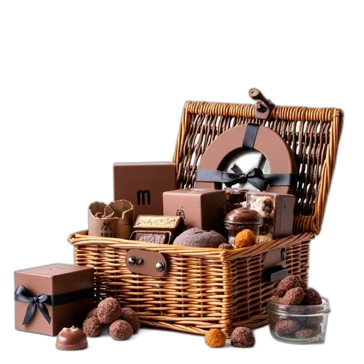 furniture, food, 3d render, earth tones, wicker, picnic, basket, filled transparent PNG cut-out