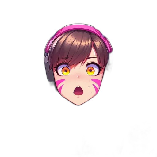 face, creature, mask, hair, anime, pixel art, cartoon, vaporwave transparent PNG cut-out