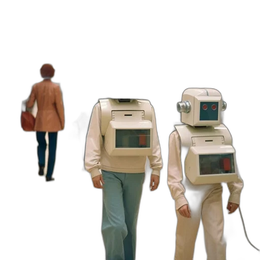 robot, jacket, mask, 3d render, concept art, cyberpunk, vaporwave, outer space transparent PNG cut-out