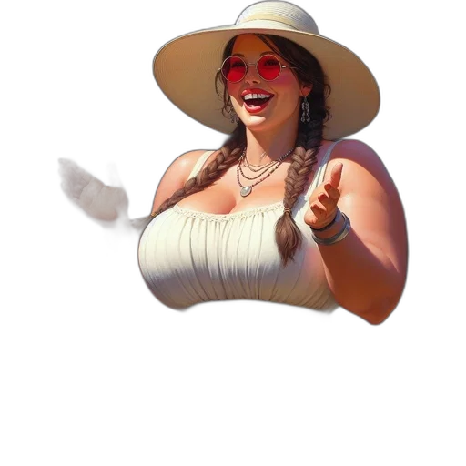 hat, dress, umbrella, staff, 3d render, photorealistic, pixel art, concept art transparent PNG cut-out