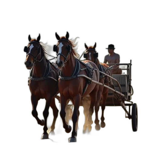 staff, car, animal, photorealistic, concept art, 3d render, group, horses transparent PNG cut-out