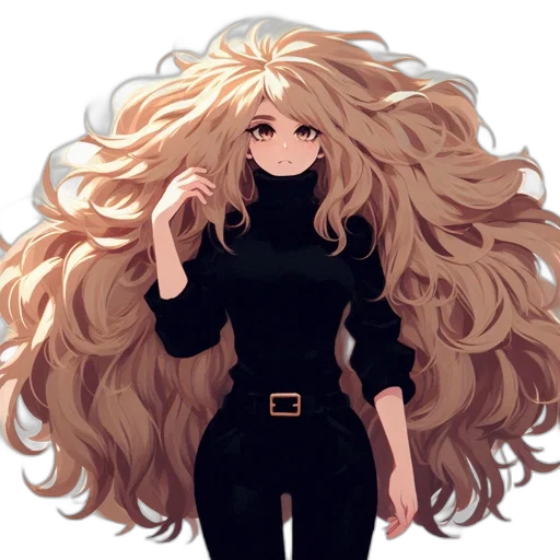 hair, staff, dress, anime, pixel art, cartoon, concept art, dark transparent PNG cut-out