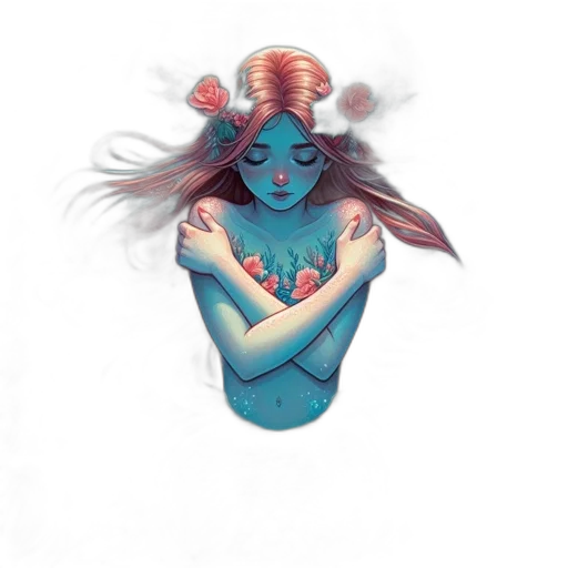 jewelry, fantasy art, concept art, watercolor, pixel art, underwater, blue, pastel transparent PNG cut-out