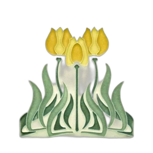 crown, flower, jewelry, 3d render, photorealistic, vintage-style, tile, yellow transparent PNG cut-out