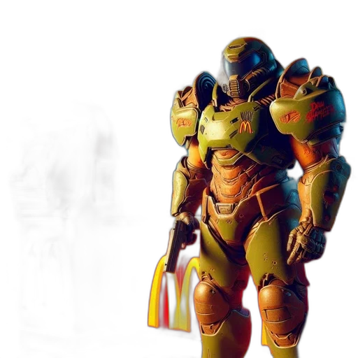 robot, weapon, concept art, 3d render, comic book art, fantasy art, outer space, golden transparent PNG cut-out