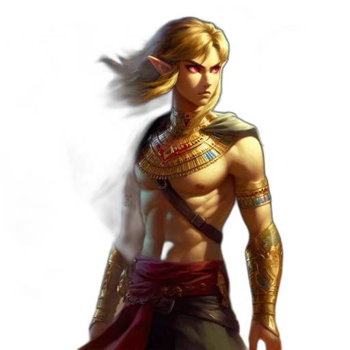 fantasy art, concept art, pixel art, comic book art, golden, armored, elf, figure transparent PNG cut-out