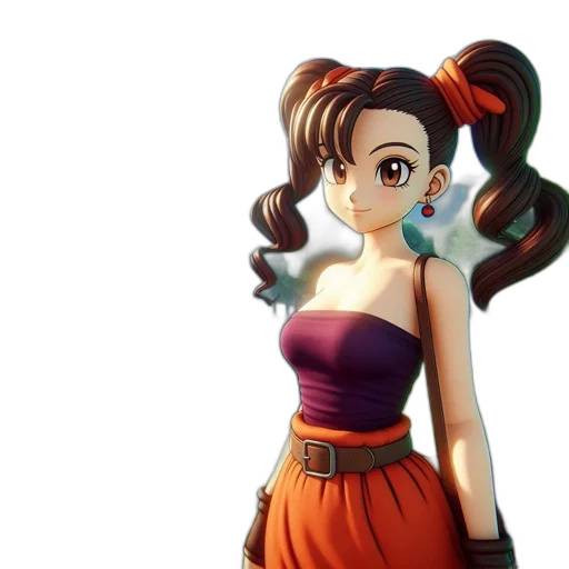 dress, staff, anime, 3d render, concept art, cartoon, colorful, dark transparent PNG cut-out